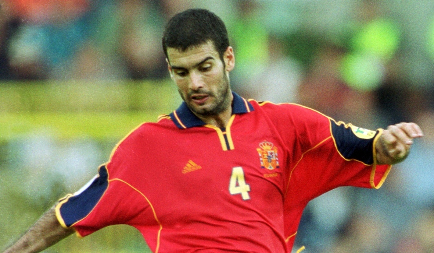 Pep Guardiola in action for Spain at Euro 2000