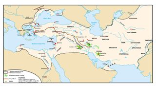 Map of the Persian Achaemenid Empire and the section of the Royal Road noted by Herodotus c. 5th century BCE, with location of Maka, now including Dubai in the United Arab Emirates. Map by Fabienkhan_via Getty Images