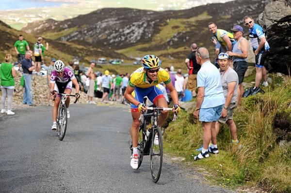 Race leader Pirmin Lang (Atlas Jakroo) climbs Mamore Gap