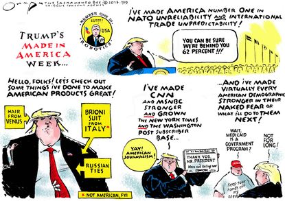 Political cartoon U.S. Trump Made in America Week MAGA