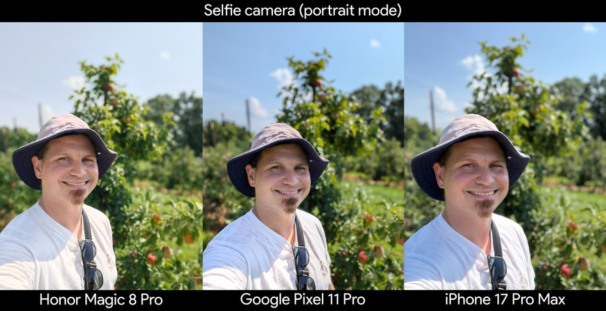 Comparing camera portrait modes between the Google Pixel 11 Pro, Pixel 10 Pro, and iPhone 17 Pro Max