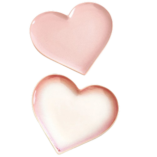 Set of 2 Pink Heart Shaped Side Plates