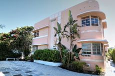 large pink art deco style house