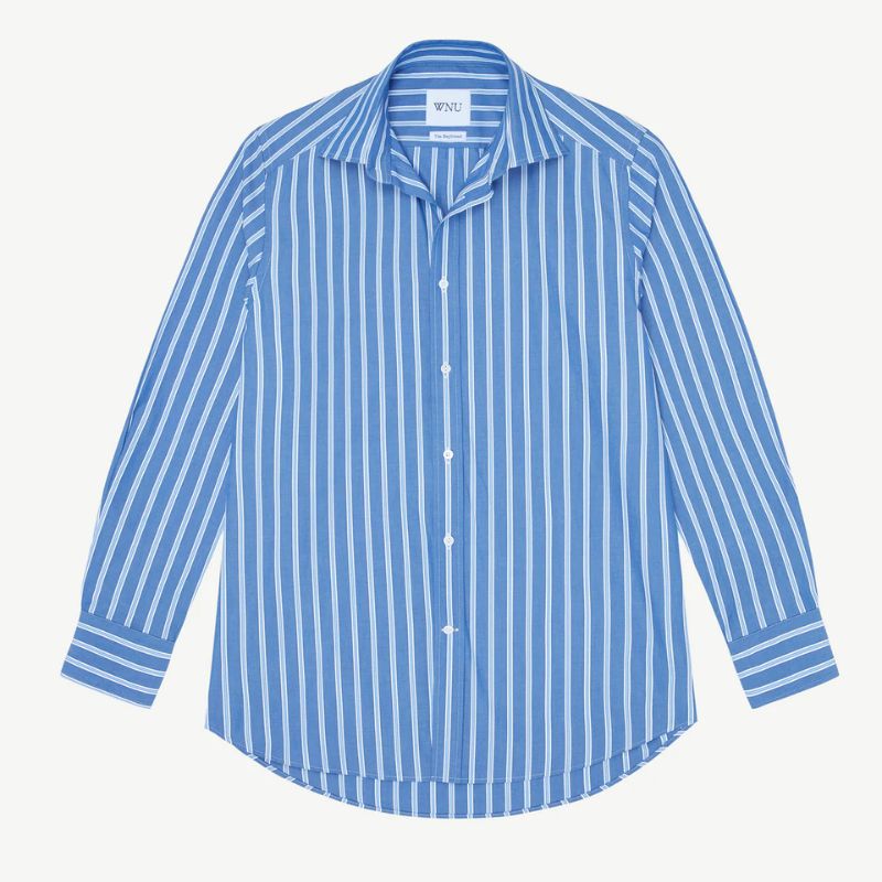 blue and white striped shirt