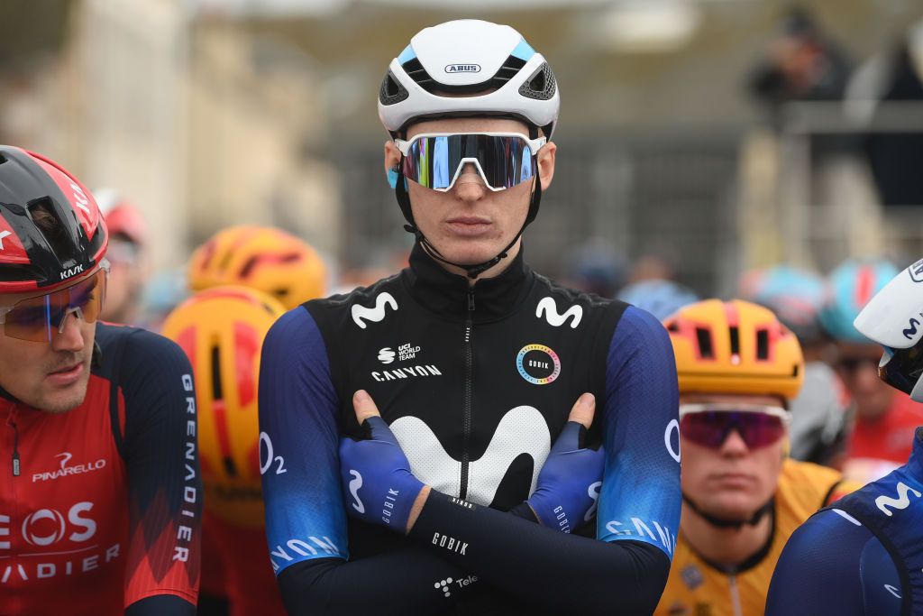 SAINTAMANDMONTROND FRANCE MARCH 08 Matteo Jorgenson of The United States and Movistar Team prior to the 81st Paris Nice 2023 Stage 4 a 1647km stage from SaintAmandMontrond to La Loge des Gardes 1077m UCIWT ParisNice on March 08 2023 in SaintAmandMontrond France Photo by Alex BroadwayGetty Images