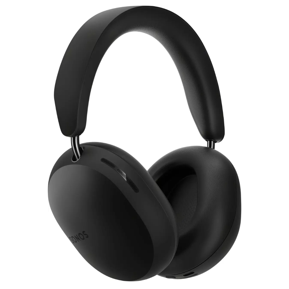The black Sonos Ace headphones in a product render against a white background.
