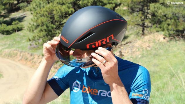 The Zeiss shield pops off for easy on/off of the helmet