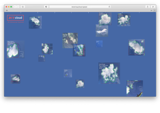 Web interface with blue sky and clouds, part of Buycloud winner of Dutch Design Awards 2022