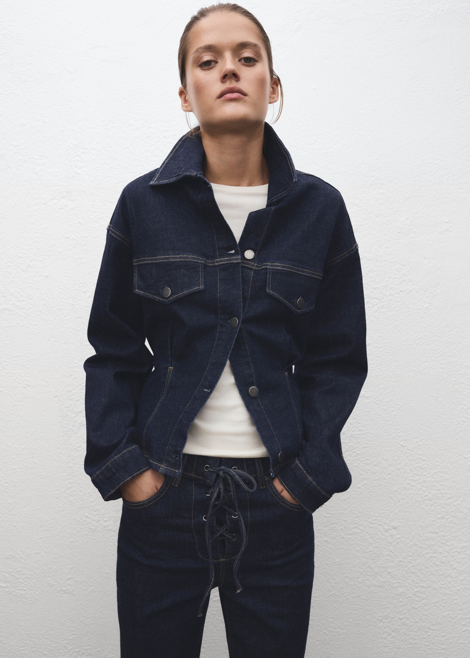 Fitted Denim Jacket With Pockets - Women | Mango United Kingdom
