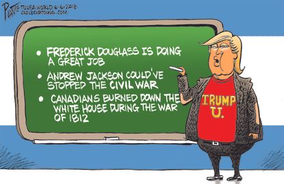 Political Cartoon U.S. Trump University Andrew Jackson Frederick Douglass War of 1812