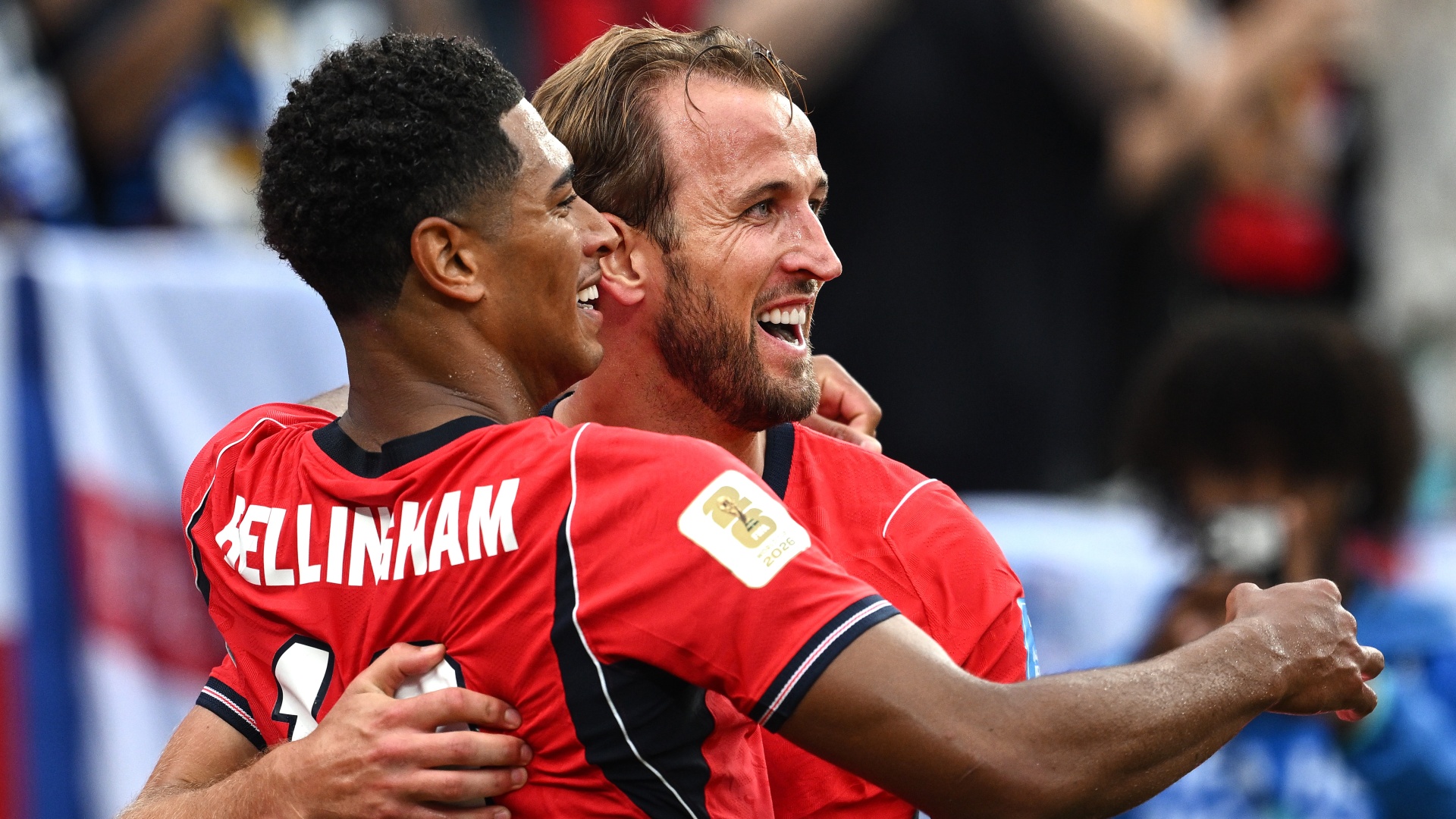 England's Jude Bellingham and Harry Kane celebrating at World Cup 2026