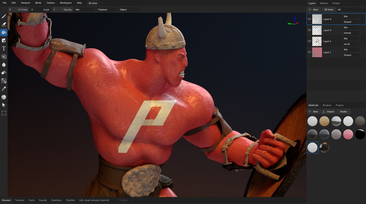 Screenshot from ArmorPaint texture app for 3D modelling