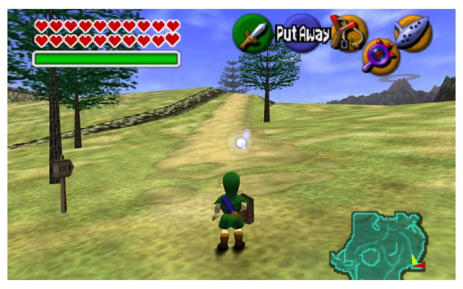 A screenshot from The Legend of Zelda: Ocarina of Time
