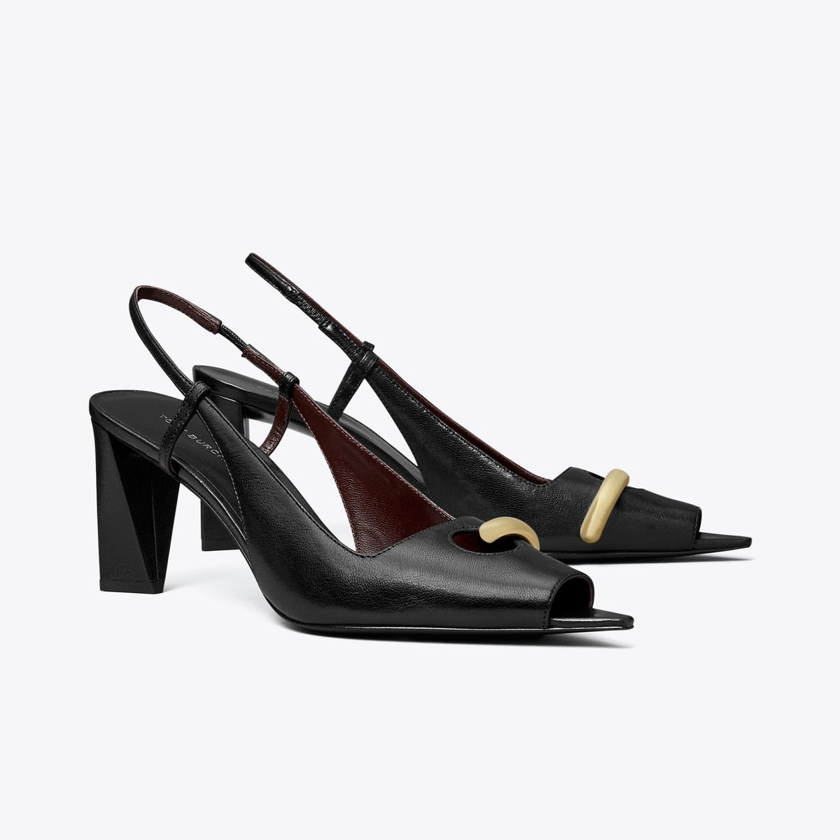 Pierced Peep-Toe Slingback in Black, Size 12