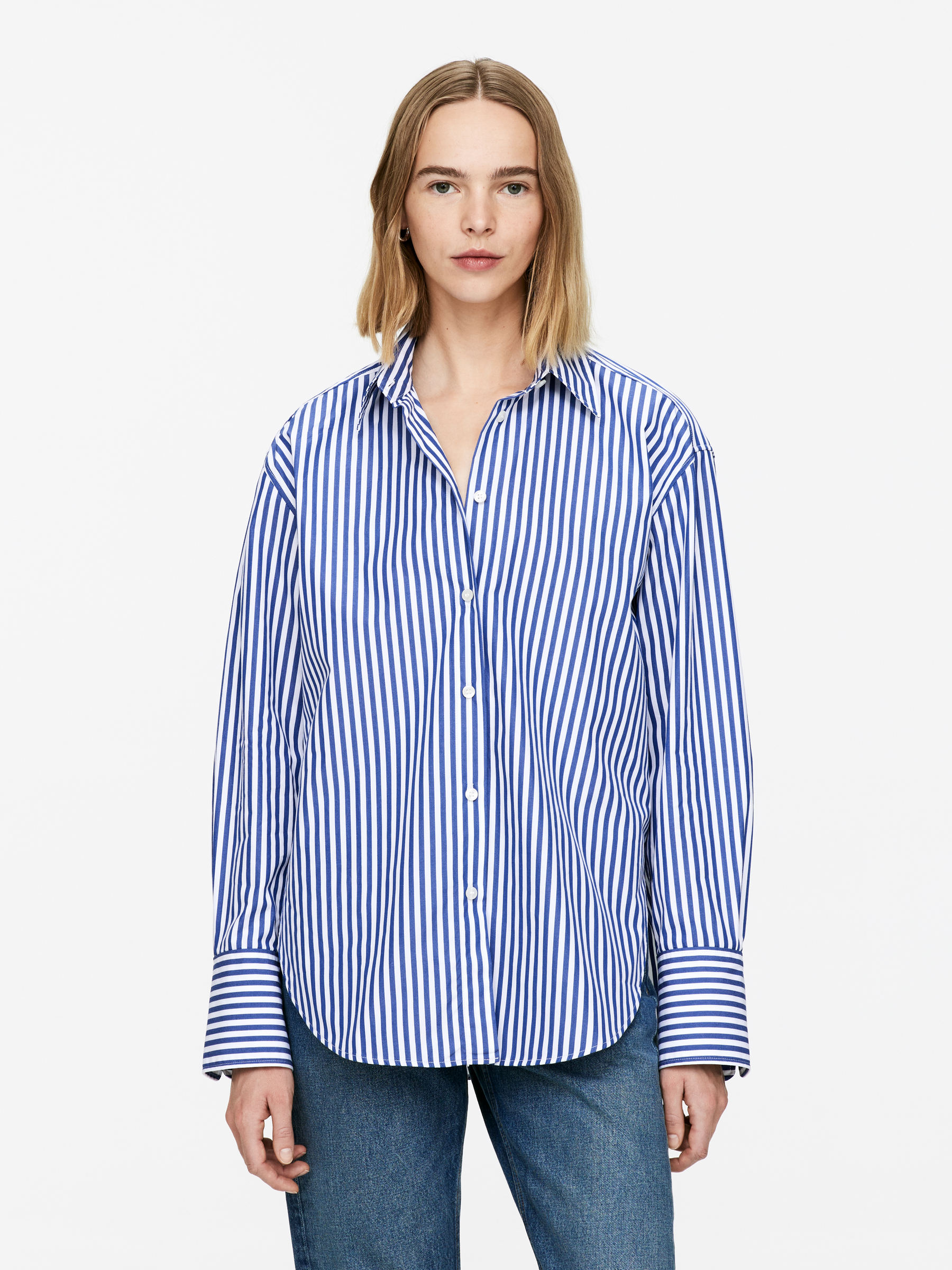 Relaxed-Fit Poplin Shirt 
 Blue/white 
 Women 
 Arket Gb
