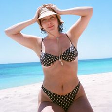 @emmahoareau on the beach in a bikini