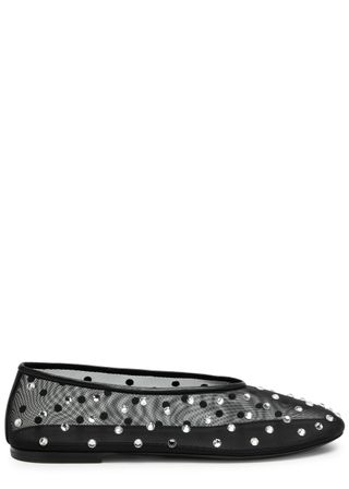 Khaite, Marcy crystal-embellished mesh ballet flats