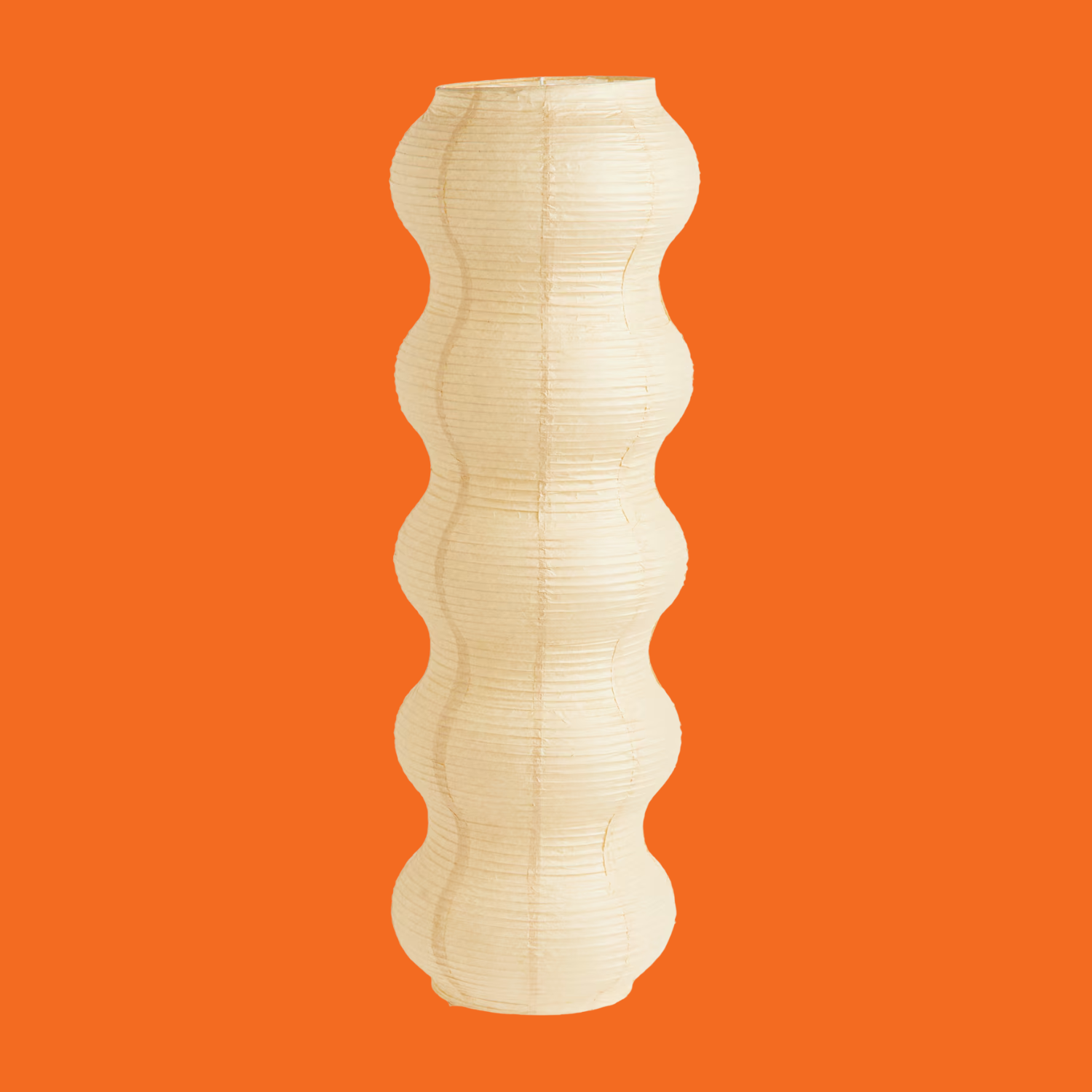 A wavy rice paper floor lamp