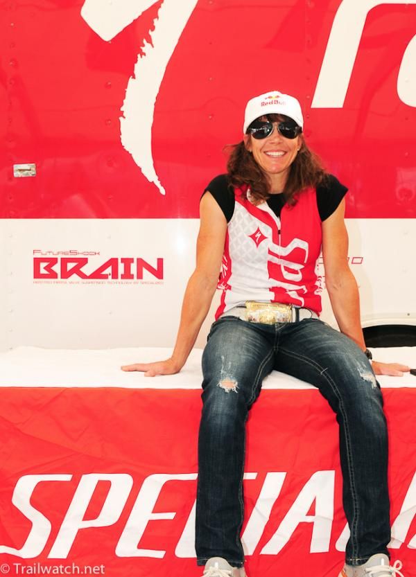 Rebecca Rusch (Specialized) in a happy winner of the women's Leadville 100