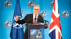 Keir Starmer addresses reporters at a news conference after the Nato Summit in Washington DC