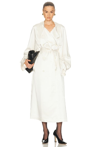 Draped Satin Trench Coat