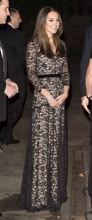 Kate Middleton wearing black lace gown in 2013