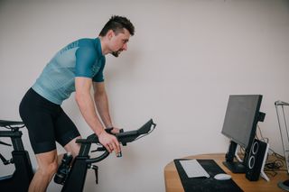 Image shows a riding completing an FTP test.