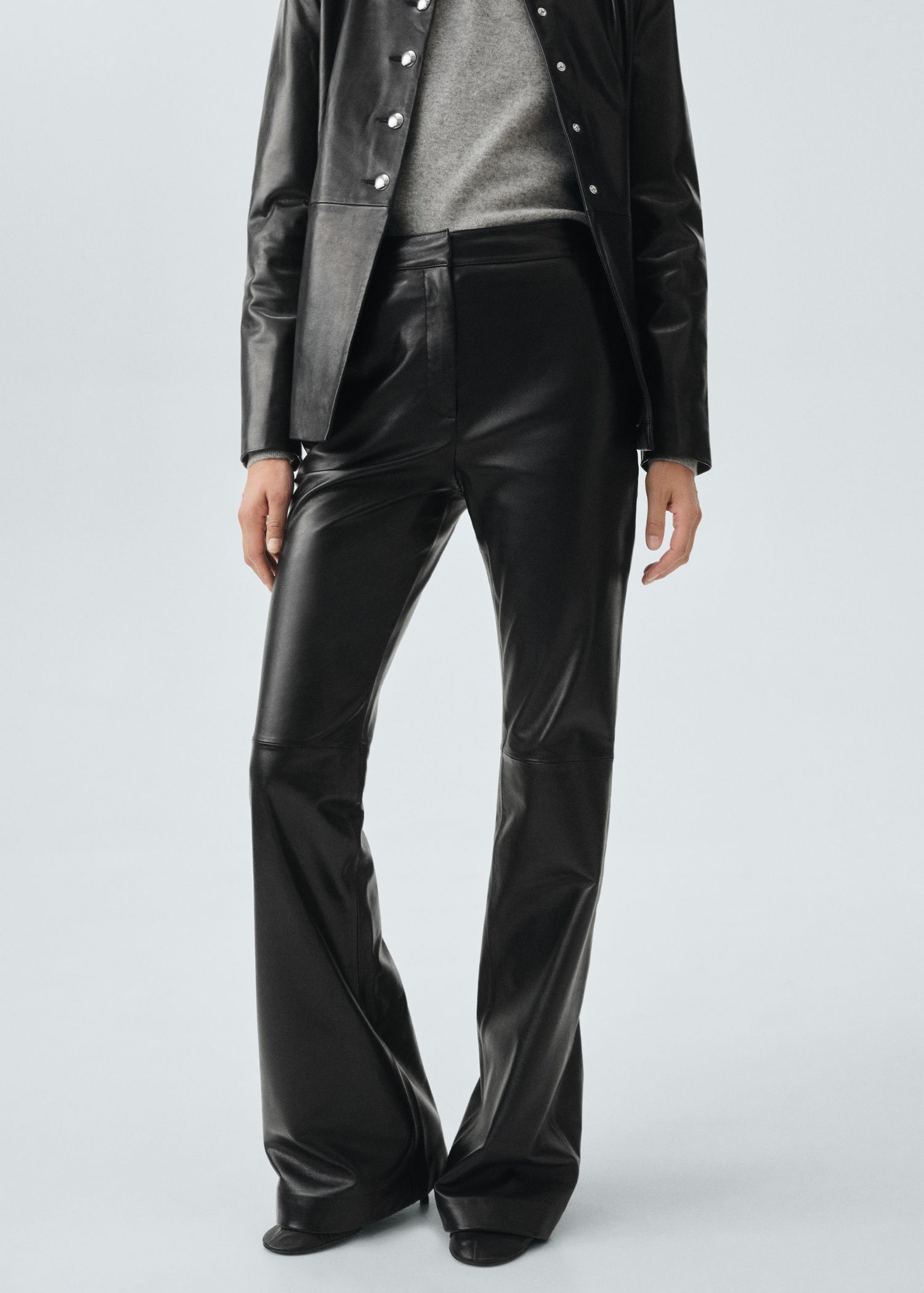 100% Leather Flared Pants - Women | Mango Usa