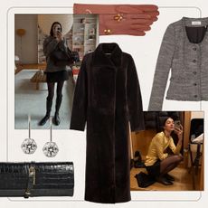 collage with winter fashion picks and pictures of melanie masarin