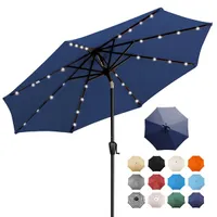 Sun-Ray 9 ft. Steel Round Market Solar Lighted Patio Umbrella Sun-Ray 9 ft. Steel Round Market Solar Lighted Patio Umbrella