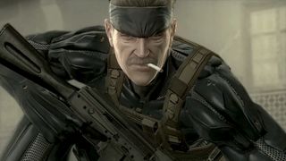 Metal Gear Solid 4 screenshot showing a closeup of snake