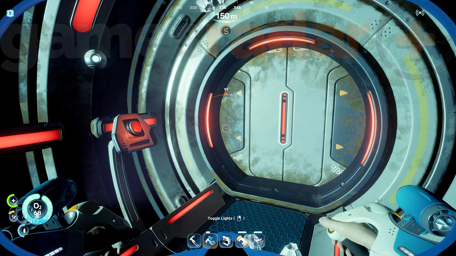 A door locked by the Subnautica 2 tadpole pens key code.