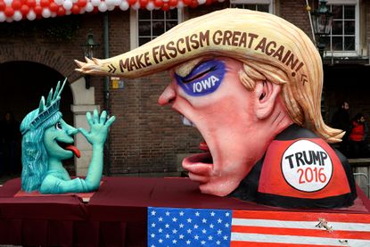 A float depicting Donald Trump. 