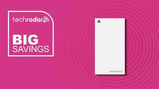 Seagate External SSD for PS5 next to "Big Savings" on a pink background