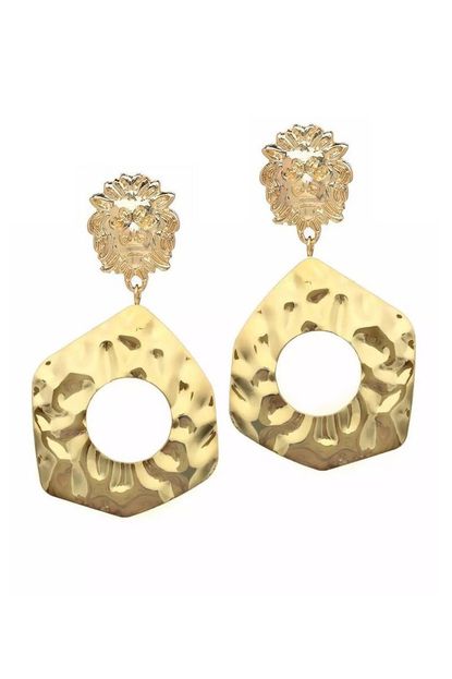 Épifenē Textured Statement Earring With Lion-Head Post