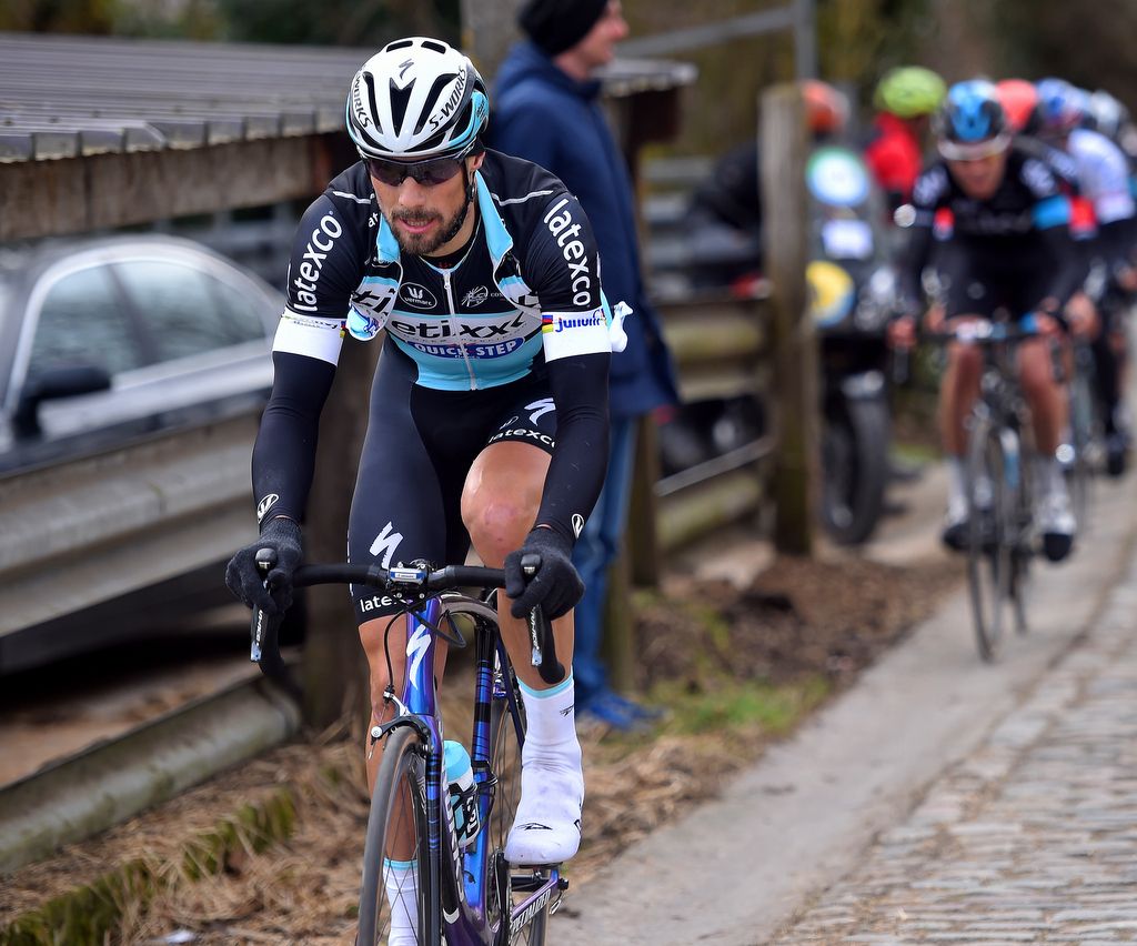 Tom Boonen (Etixx-Quick Step) rides in the smooth gutter