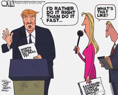 Political&nbsp;Cartoon&nbsp;U.S. Trump North Korea No Deal Kavanaugh Covington Catholic Jussie Smollett media bias