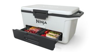 Ninja FrostVault cooler holds ingredients in product shot