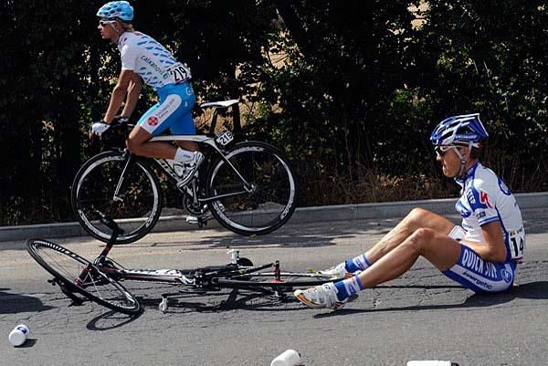 Kevin De Weert (Quick Step) hit the deck in a crash.