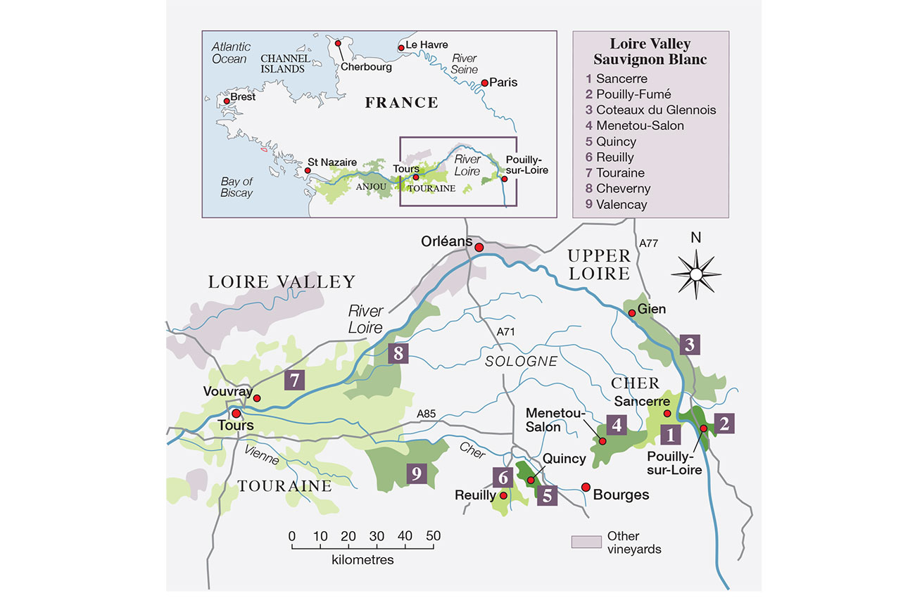 Loire Sauvignon Blanc map