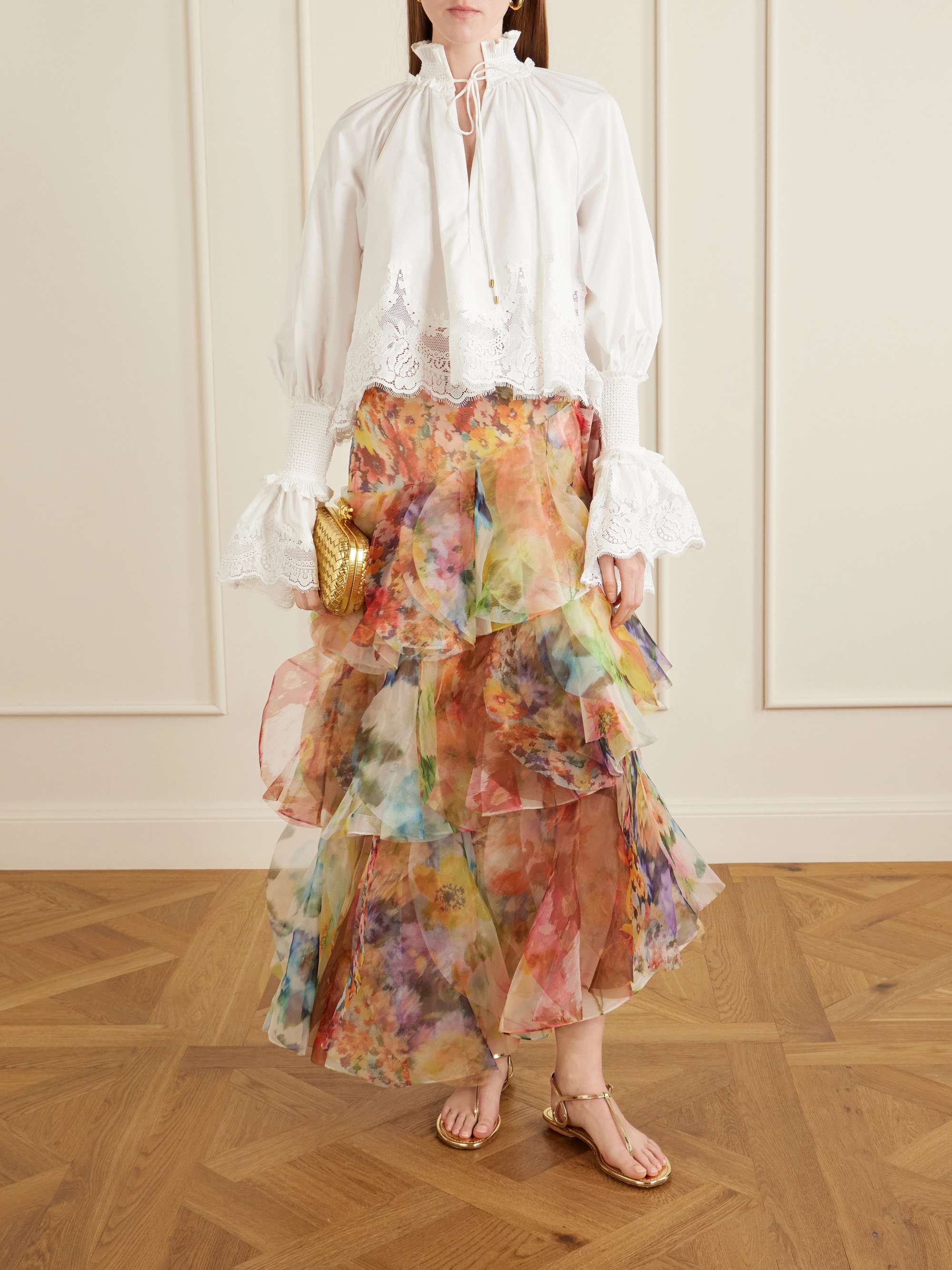 Luna Ruffled Chiffon Midi Skirt