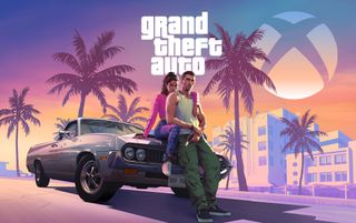 GTA 6 art with Xbox logo in the background