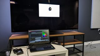 Philips OLED808 with testing equipment from Portrait displays Calman, Murideo and HP Omen laptop connected