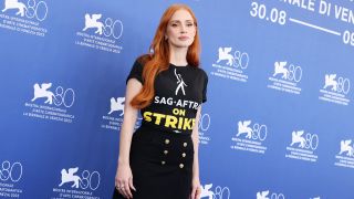 Jessica Chastain attends a photocall for the movie "Memory" at the 80th Venice International Film Festival on September 08, 2023 in Venice, Italy.