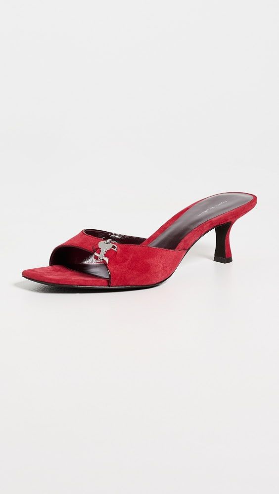 Lock Kitten Heel Sandals 55mm - Toucan Red/merlot/silver