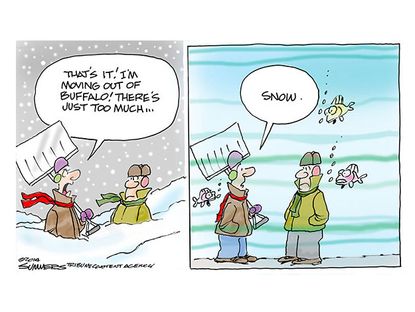 Editorial cartoon Buffalo snow flooding