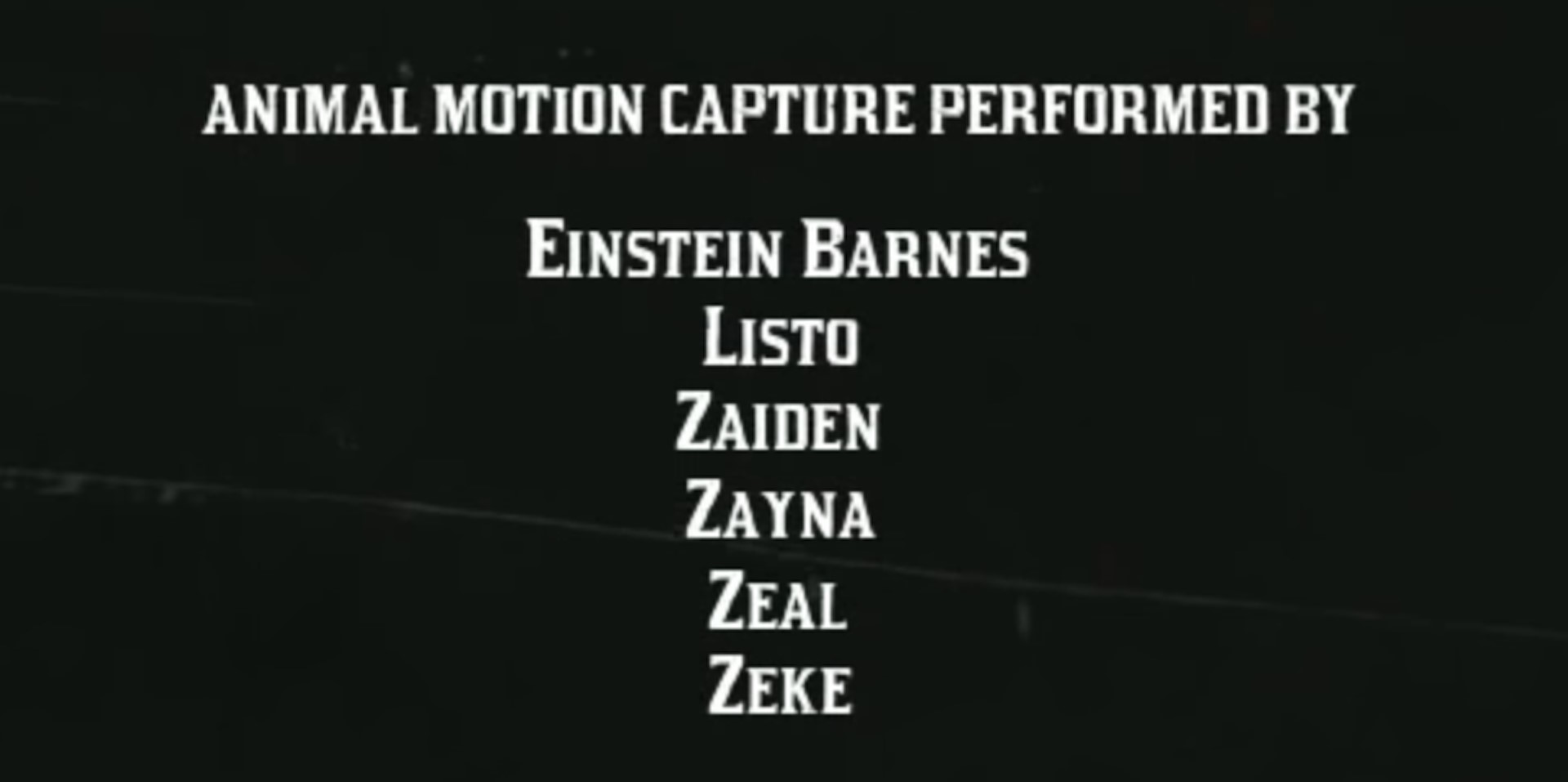 Red Dead Redemption 2 animal performance credits
