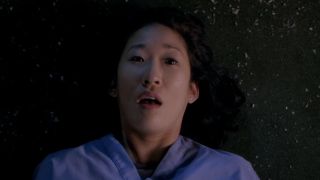 Cristina Yang reacting after being impaled by an icicle