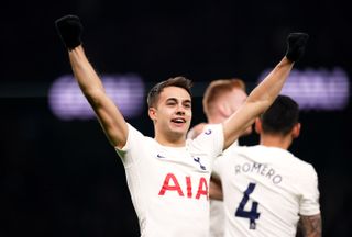 Tottenham Hotspur’s Sergio Reguilon celebrates scoring their side’s fourth goal of the game during the Premier League match at the Tottenham Hotspur Stadium, London. Picture date: Monday March 7, 2022