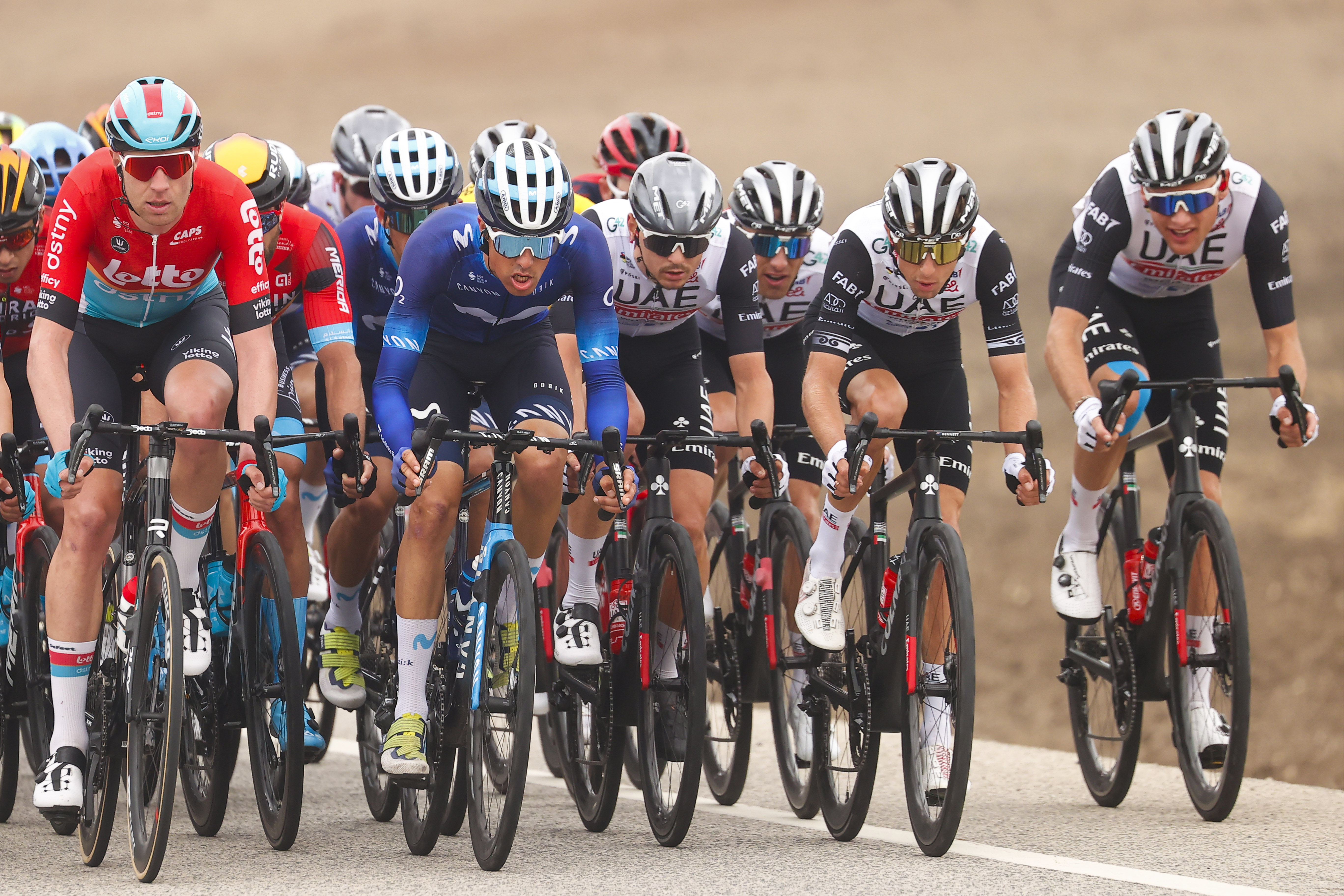 UAE Team Emirates ride on the front at the Vuelta a Andalucia Ruta Ciclista Del Sol